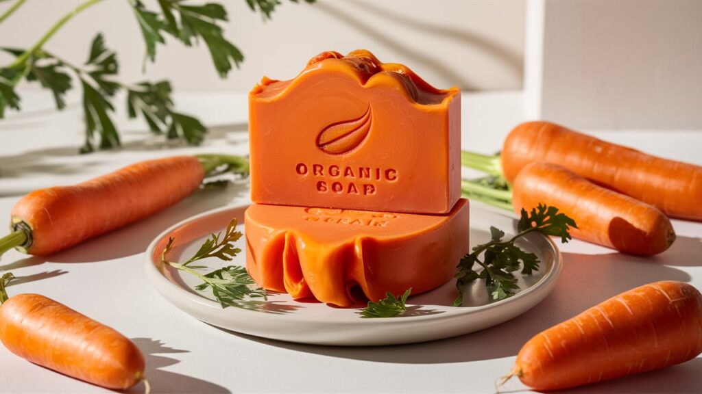 luxurious, handcrafted soap bar made from organic carrots.