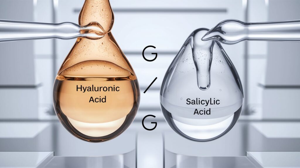 side-by-side comparison image of Hyaluronic Acid and Salicylic Acid