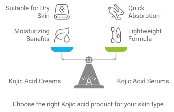 comparing kojic acid cream vs serum