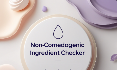a modern and clean infographic-style image that represents 'Non-Comedogenic Ingredient Checker'
