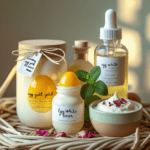 a variety of skincare products containing eggs
